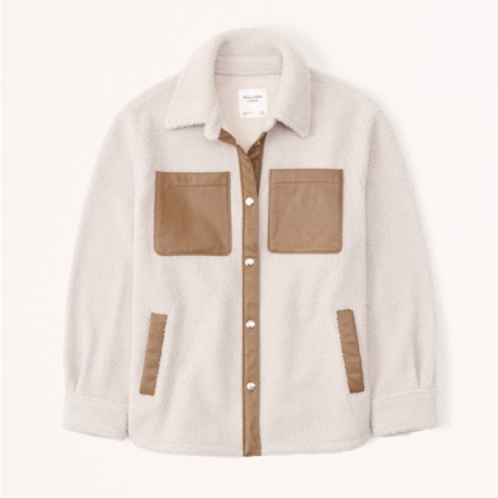 Abercrombie & fitch elevated trim sherpa shirt jacket